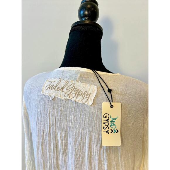 Jaded Gypsy WC Flowy Hi-Low Dress in White Size S/M Pullover Long Sleeve Relaxed - Picture 6 of 6